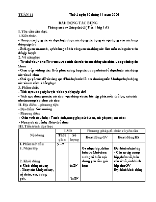 Kế hoạch bài dạy môn Thể Dục 1, Đạo Đức 2, Âm Nhạc 3+5 - Tuần 11 (NH 2024-2025)(GV: Lê Thị Nga)