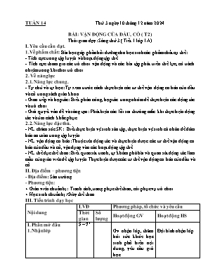 Kế hoạch bài dạy môn Thể Dục 1, Đạo Đức 2, Âm Nhạc 3+5 - Tuần 14 (NH 2024-2025)(GV: Lê Thị Nga)