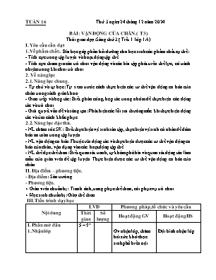 Kế hoạch bài dạy môn Thể Dục 1, Đạo Đức 2, Âm Nhạc 3+5 - Tuần 16 (NH 2024-2025)(GV: Lê Thị Nga)