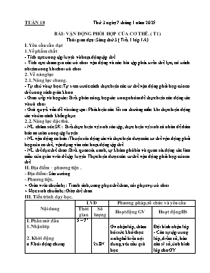 Kế hoạch bài dạy môn Thể Dục 1, Đạo Đức 2, Âm Nhạc 3+5 - Tuần 18 (NH 2024-2025)(GV: Lê Thị Nga)