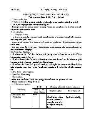 Kế hoạch bài dạy môn Thể Dục 1, Đạo Đức 2, Âm Nhạc 3+5 - Tuần 19 (NH 2024-2025)(GV: Lê Thị Nga)