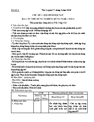 Kế hoạch bài dạy môn Thể Dục 1, Đạo Đức 2, Âm Nhạc 3+5 - Tuần 2 (NH 2024-2025)(GV: Lê Thị Nga)