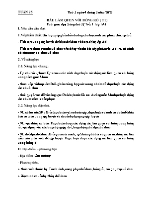 Kế hoạch bài dạy môn Thể Dục 1, Đạo Đức 2, Âm Nhạc 3+5 - Tuần 25 (Năm học 2024-2025)(GV: Lê Thị Nga)