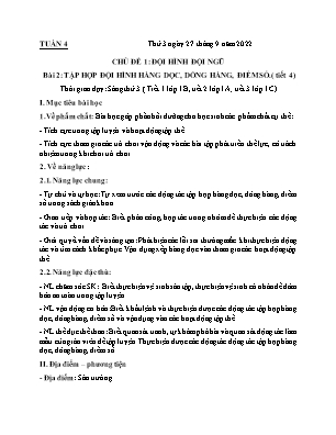 Kế hoạch bài dạy môn Thể Dục 1 - Tuần 4 (NH 2022-2023)(GV: Lê Thị Nga)