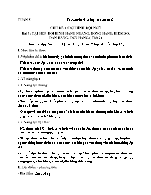 Kế hoạch bài dạy môn Thể Dục 1 - Tuần 5 (NH 2022-2023)(GV: Lê Thị Nga)