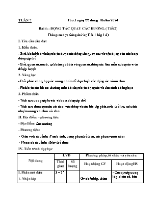 Kế hoạch bài dạy môn Thể Dục 1 - Tuần 7, Bài 4: Động tác quay các hướng (Tiết 2+3)(NH 2024-2025)(GV: Lê Thị Nga)