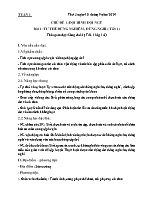 Kế hoạch bài dạy môn Thể Dục, Đạo Đức Tiểu Học - Tuần 1 (NH 2024-2025)(GV: Lê Thị Nga)