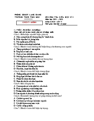 2 Đề kiểm tra giữa học kì I GDCD 7 - Năm học 2021-2022 - Trường THCS Thái Đào (Có đáp án + Ma trận)