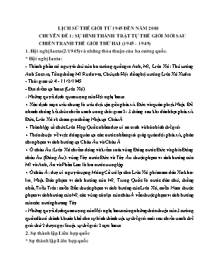 Đề cương ôn tập Lịch sử 12 - Phần: Lịch sử thế giới (1945-2000)