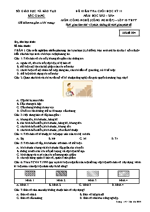 Đề kiểm tra cuối học kì II Công nghệ 10 - Mã dề 004 - Sở GD&ĐT Bắc Giang (Có đáp án)