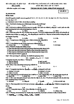 Đề kiểm tra cuối học kì II Hóa học 10 - Mã đề 301 - Năm học 2022-2023 - Sở GD&ĐT Bắc Giang (Có đáp án)