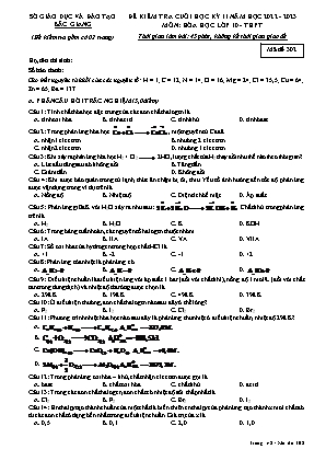 Đề kiểm tra cuối học kì II Hóa học 10 - Mã đề 302 - Năm học 2022-2023 - Sở GD&ĐT Bắc Giang (Có đáp án)