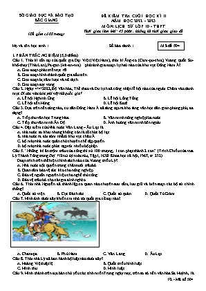 Đề kiểm tra cuối học kì II Lịch sử 10 - Mã đề 504 - Năm học 2022-2023 - Sở GD&ĐT Bắc Giang (Có đáp án)