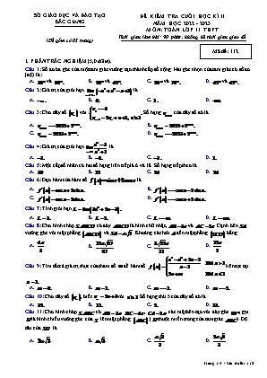 Đề kiểm tra cuối học kì II Toán 11 - Mã đề 112 - Năm học 2022-2023 - Sở GD&ĐT Bắc Giang (Có đáp án)