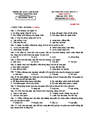 Đề kiểm tra giữa học kì I GDCD 6 - Mã đề 303 - Năm học 2021-2022 - Trường THCS Thái Đào (Có đáp án + Ma trận)