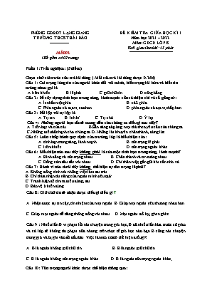 Đề kiểm tra giữa học kì I GDCD 8 - Mã 002 - Năm học 2021-2022 - Trường THCS Thái Đào (Có đáp án + Ma trận)