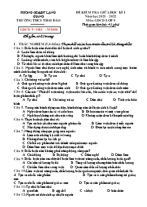 Đề kiểm tra giữa học kì I GDCD 9 - Mã 001 - Năm học 2021-2022 - Trường THCS Thái Đào (Có đáp án + Ma trận)