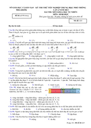 Đề thi thử tốt nghiệp THPT Sinh học (Lần 2) - Mã đề 223 - Sở GD&ĐT Bắc Giang (Có đáp án)