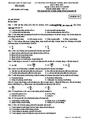 Đề thi thử tốt nghiệp THPT Vật lí (Lần 2) - Mã đề 203 - Sở GD&ĐT Bắc Giang (Có đáp án)