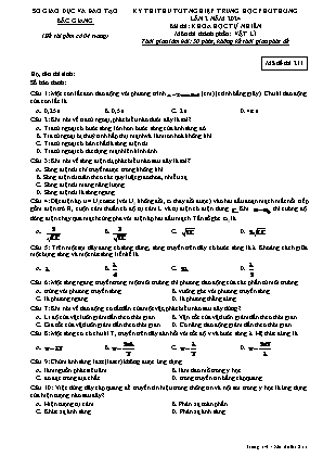 Đề thi thử tốt nghiệp THPT Vật lí (Lần 2) - Mã đề 211 - Sở GD&ĐT Bắc Giang (Có đáp án)
