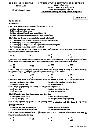 Đề thi thử tốt nghiệp THPT Vật lí (Lần 2) - Mã đề 213 - Sở GD&ĐT Bắc Giang (Có đáp án)
