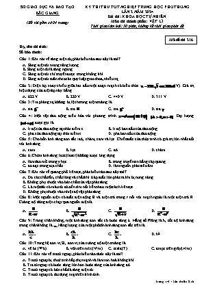 Đề thi thử tốt nghiệp THPT Vật lí (Lần 2) - Mã đề 216 - Sở GD&ĐT Bắc Giang (Có đáp án)
