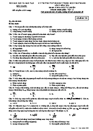 Đề thi thử tốt nghiệp THPT Vật lí (Lần 2) - Mã đề 220 - Sở GD&ĐT Bắc Giang (Có đáp án)