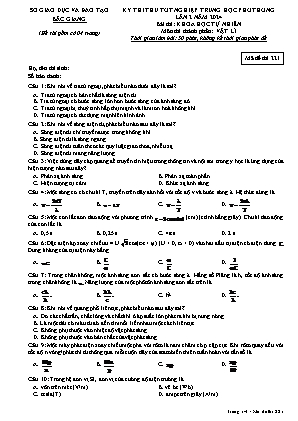 Đề thi thử tốt nghiệp THPT Vật lí (Lần 2) - Mã đề 221 - Sở GD&ĐT Bắc Giang (Có đáp án)