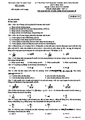 Đề thi thử tốt nghiệp THPT Vật lí (Lần 2) - Mã đề 223 - Sở GD&ĐT Bắc Giang (Có đáp án)