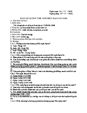 Giáo án Lịch sử 12 - Bài tập Lịch sử thế giới hiện đại (1945-2000) - Năm học 2023-2024 - Trần Thu Hương