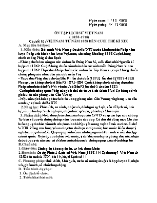 Giáo án Lịch sử 12 - Chủ đề 10: Việt Nam từ năm 1858 đến cuối thế kỉ XX - Năm học 2023-2024 - Trần Thu Hương