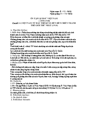 Giáo án Lịch sử 12 - Chủ đề 11: Việt Nam từ đầu thế kỉ XX đến hết chiến tranh thế giới thứ nhất (1018) - Năm học 2023-2024 - Trần Thu Hương