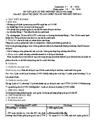 Giáo án Lịch sử 12 - Chủ đề 5: Quan hệ quốc tế sau chiến tranh thế giới thứ hai - Năm học 2023-2024 - Trần Thu Hương