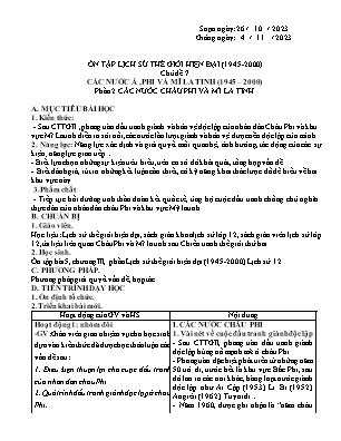 Giáo án Lịch sử 12 - Chủ đề 7: Các nước Á, Phi và Mĩ La tinh (1945-2000) - Năm học 2023-2024 - Trần Thu Hương