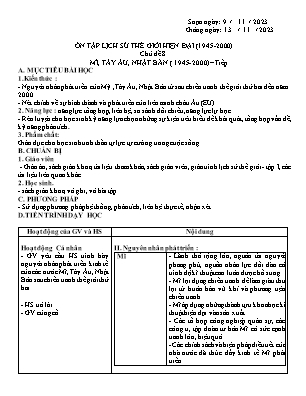 Giáo án Lịch sử 12 - Chủ đề 8: Mĩ, Tây Âu, Nhật Bản 1945-2000 (Tiếp) - Năm học 2023-2024 - Trần Thu Hương