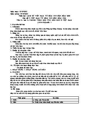 Giáo án Lịch sử 12 - Tiết 13, Bài 12: Phong trào dân tộc dân chủ ở Việt Nam - Năm học 2023-2024 - Trần Thu Hương