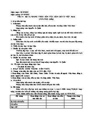Giáo án Lịch sử 12 - Tiết 14, Bài 12: Phong trào dân chủ ở Việt Nam - Năm học 2023-2024 - Trần Thu Hương
