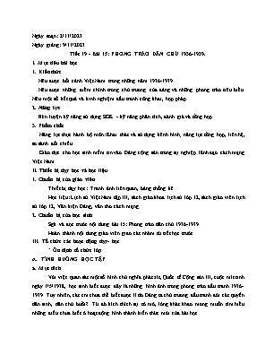Giáo án Lịch sử 12 - Tiết 19, Bài 15: Phong trào dân chủ 1936-1939 - Năm học 2023-2024 - Trần Thu Hương
