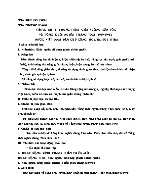 Giáo án Lịch sử 12 - Tiết 22, Bài 16: Phong trào giải phóng dân tộc và tổng khởi nghĩa tháng Tám (1939-1945). Nước Việt Nam Dân chủ Cộng hòa ra đời (Tiếp) - Năm học 2023-2024 - Trần Thu Hương