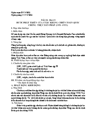 Giáo án Lịch sử 12 - Tiết 28, Bài 19: Bước phát triển của cuộc kháng chiens toàn quốc chống thực dân Pháp (1951-1953) - Năm học 2023-2024 - Trần Thu Hương