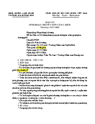 Giáo án Mầm non Lớp Chồi - Chủ đề: Phương tiện giao thông - Đề tài: Dạy trẻ kĩ năng tham gia giao thông an toàn qua ngã tư đường phố - Năm học 2023-2024 - Trần Thị Lan
