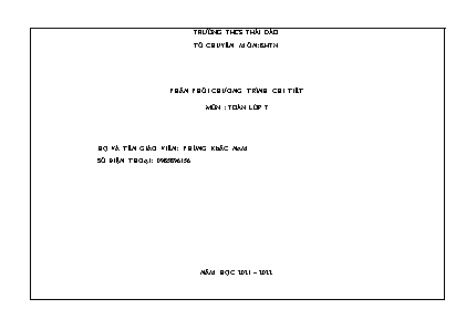 Phân phối chương trình chi tiết Toán 7 - Năm học 2021-2022 - Phùng Khắc Nam