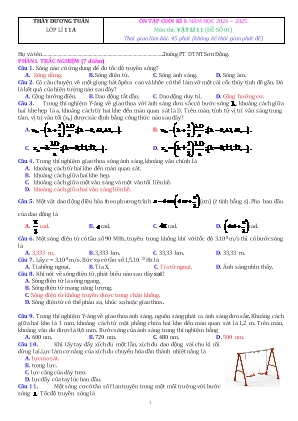 2 Đề ôn tập cuối học kì I Vật lí 11 - Năm học 2024-2025