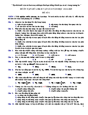 2 Đề ôn tập giưa học kì II Vật lí 10 - Năm học 2024-2025
