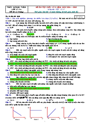 3 Đề ôn tập cuối học kì II Vật lí 11 - Năm học 2024-2025
