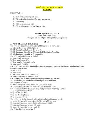 3 Đề ôn tập Khoa học tự nhiên 7 - Năm học 2023-2024 - Trường PTDTNT Sơn Động