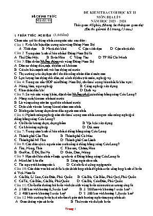 5 Đề kiểm tra cuối học kì II Địa lí 9 - Năm học 2023-2024 (Có đáp án)