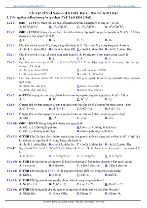 Bài tập ôn tập Hóa học 12 - Phần: Đại cương về kim loại