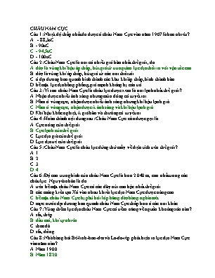 Câu hỏi ôn tập Địa lí 7 - Bài: Châu Nam Cực