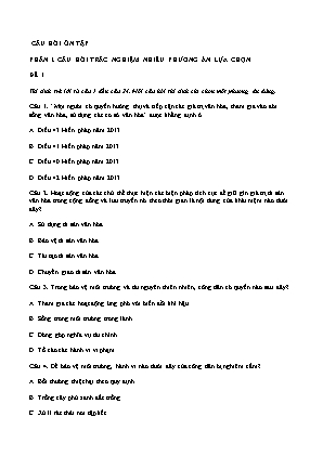 Câu hỏi ôn tập trắc nghiệm cuối học kì II GDCD 12